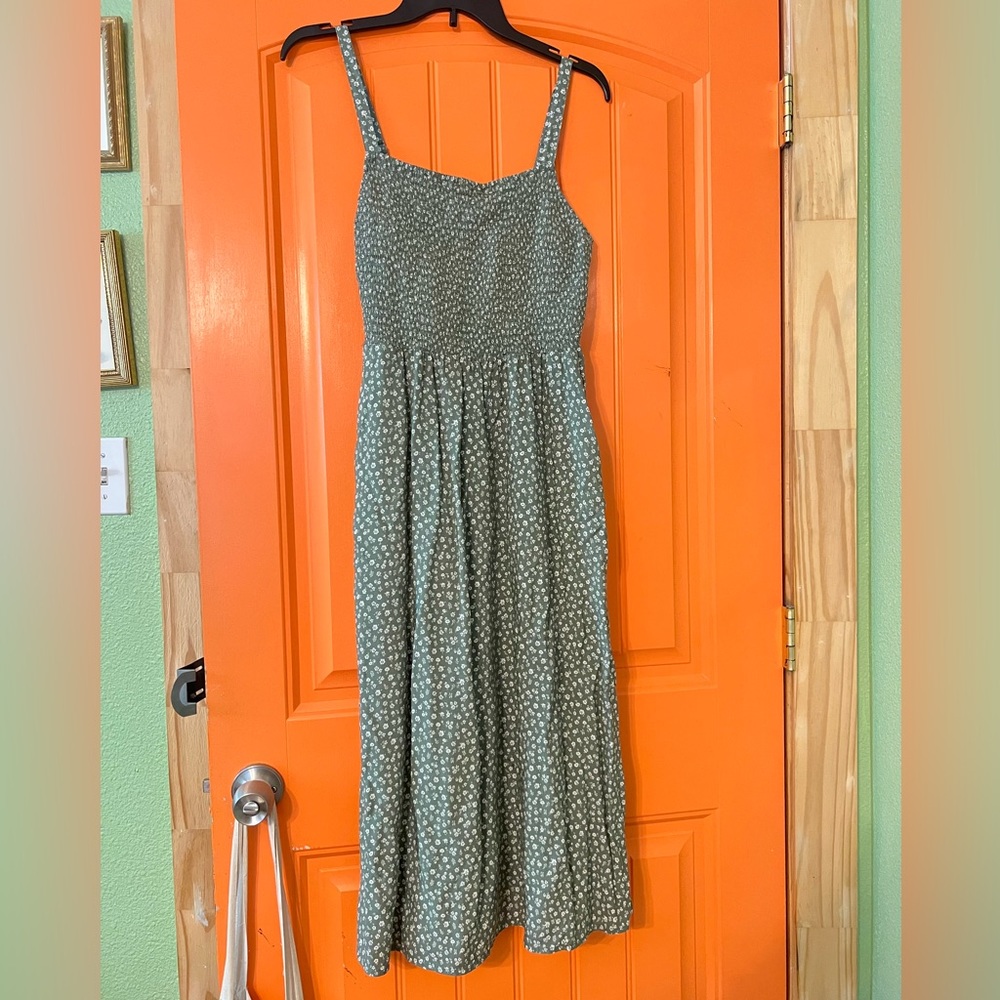Sage green floral cami dress